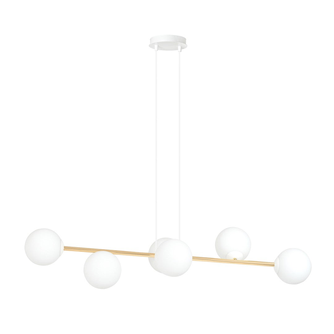 Gravity 6 Light Liner Pendant White & Gold