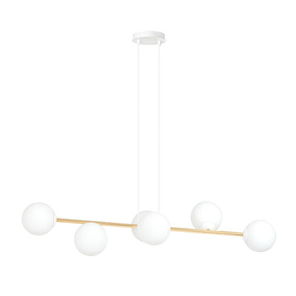 Gravity 6 Light Liner Pendant White & Gold