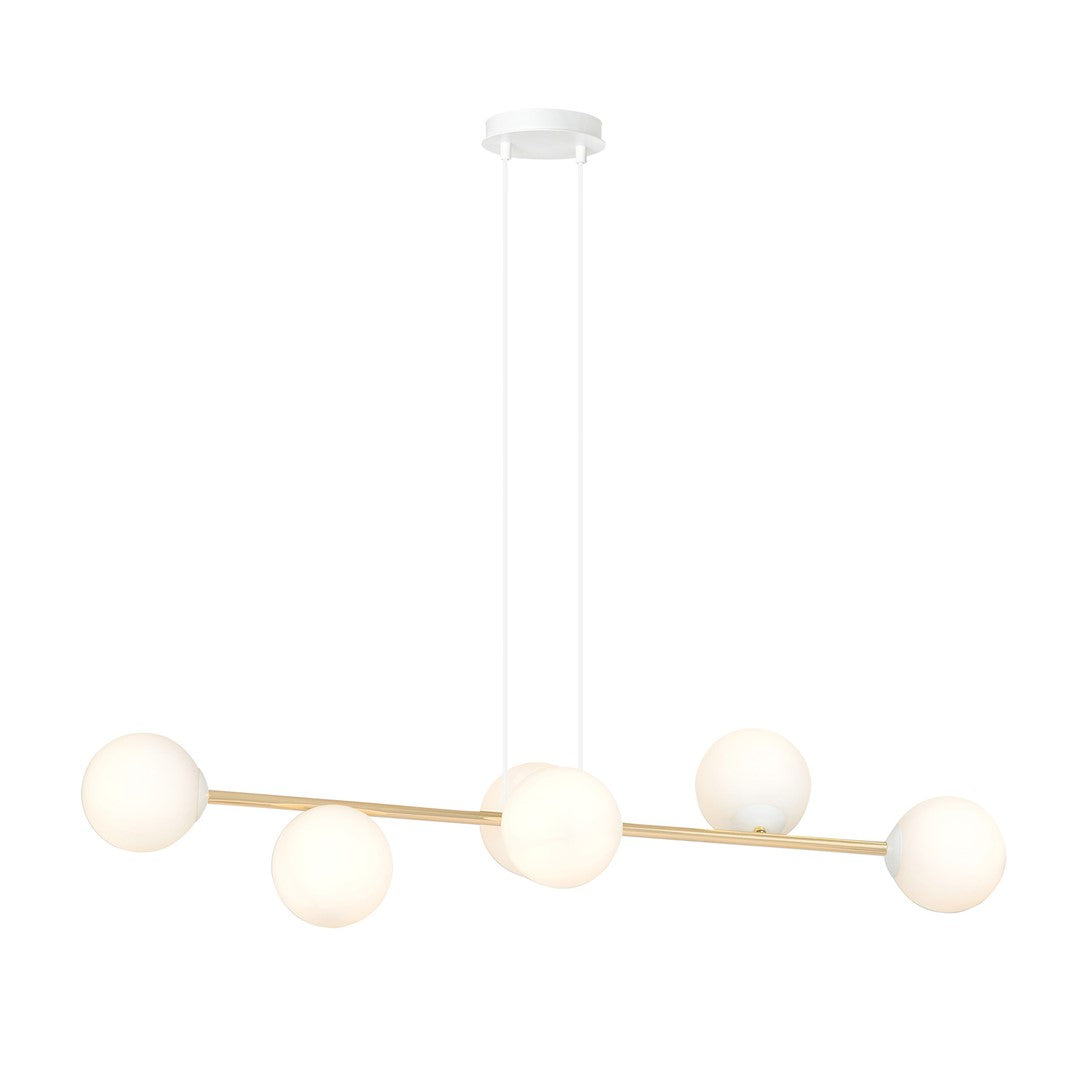 Gravity 6 Light Liner Pendant White & Gold