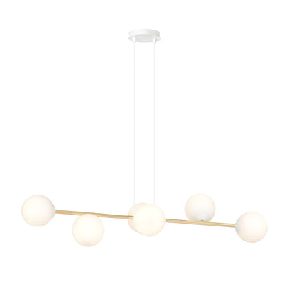 Gravity 6 Light Liner Pendant White & Gold