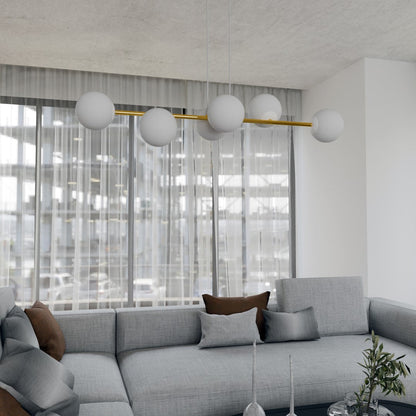Gravity 6 Light Liner Pendant White & Gold