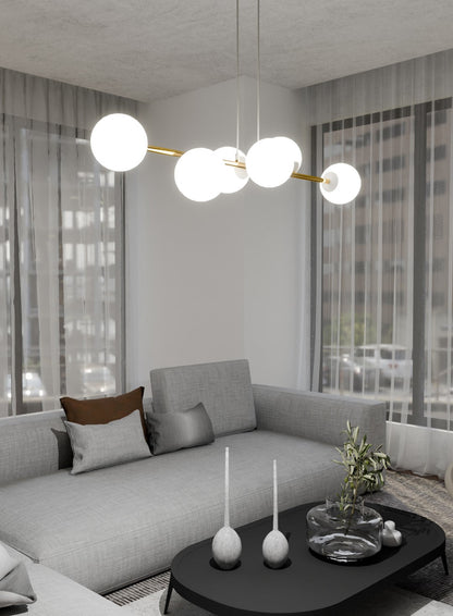 Gravity 6 Light Liner Pendant White & Gold