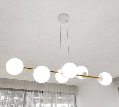 Gravity 6 Light Liner Pendant White & Gold
