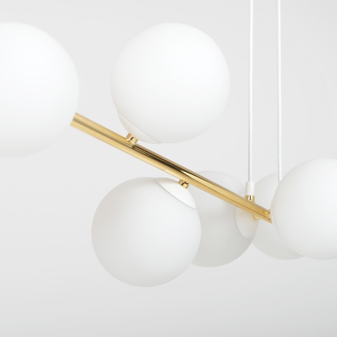 Gravity 6 Light Liner Pendant White & Gold
