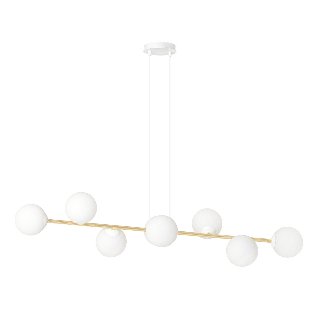 Gravity 8 Light Linear Pendant White & Gold