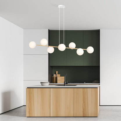 Gravity 8 Light Linear Pendant White & Gold