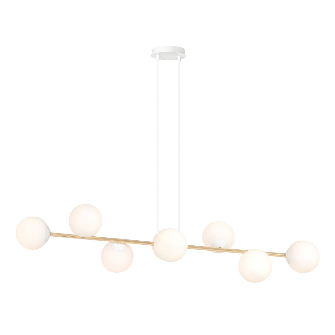 Gravity 8 Light Linear Pendant White & Gold