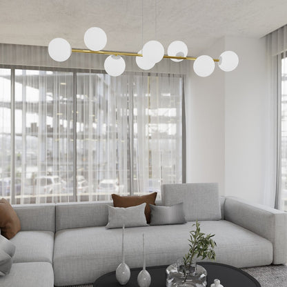 Gravity 8 Light Linear Pendant White & Gold