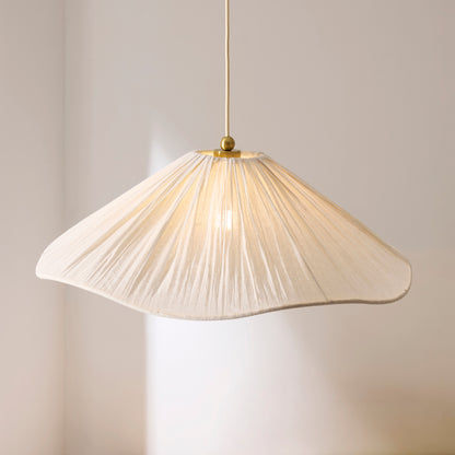 Isabella Grand Aged Brass & White Scalloped Pendant Ceiling Light