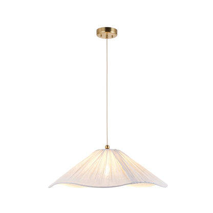 Isabella Grand Aged Brass & White Scalloped Pendant Ceiling Light