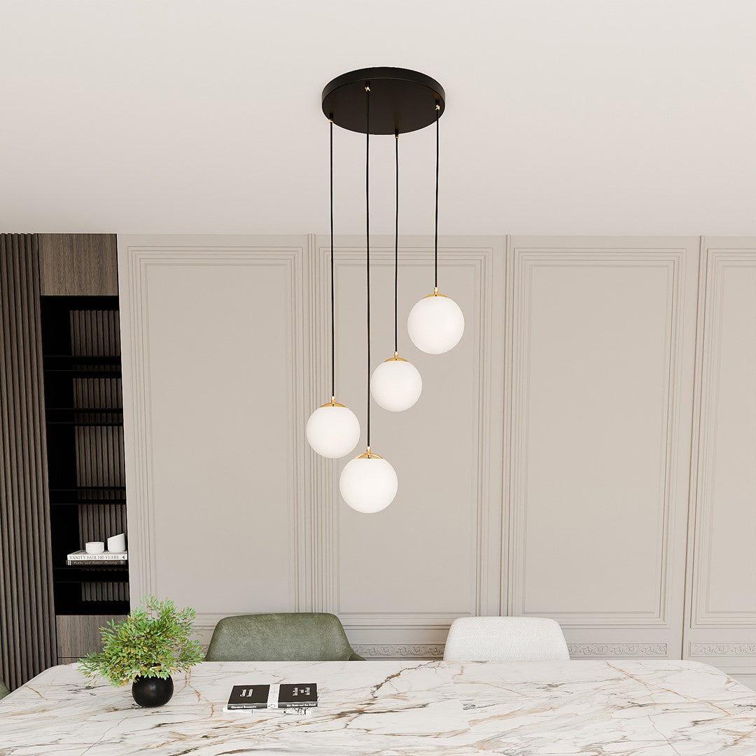 Royal 4 Light Pendant Black & Gold