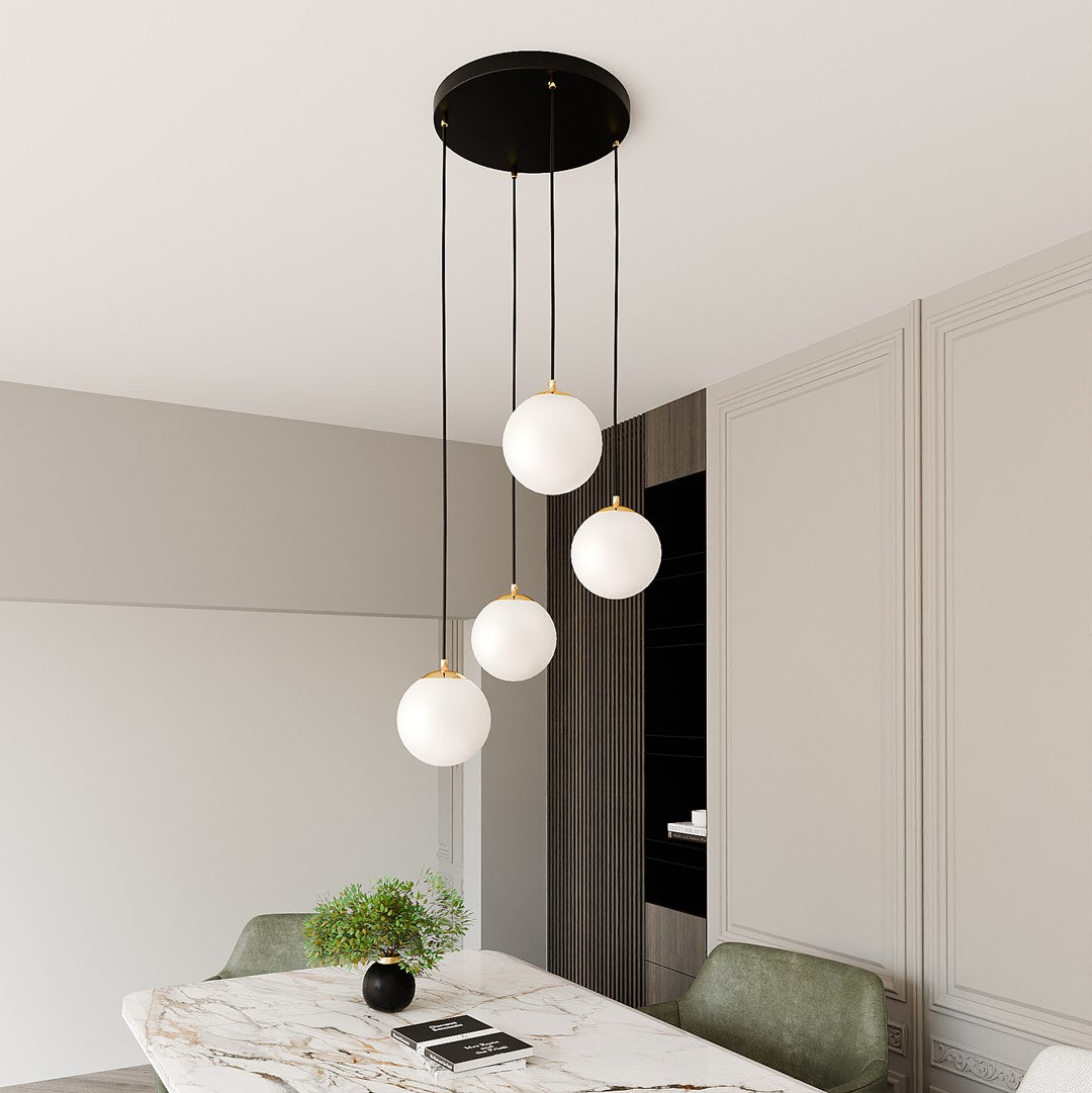Royal 4 Light Pendant Black & Gold
