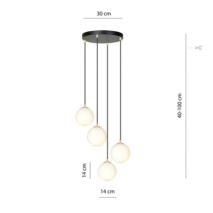 Royal 4 Light Pendant Black & Gold