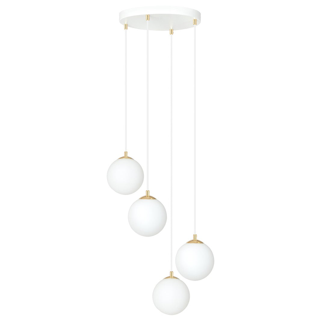Royal 4 Light Pendant White & Gold