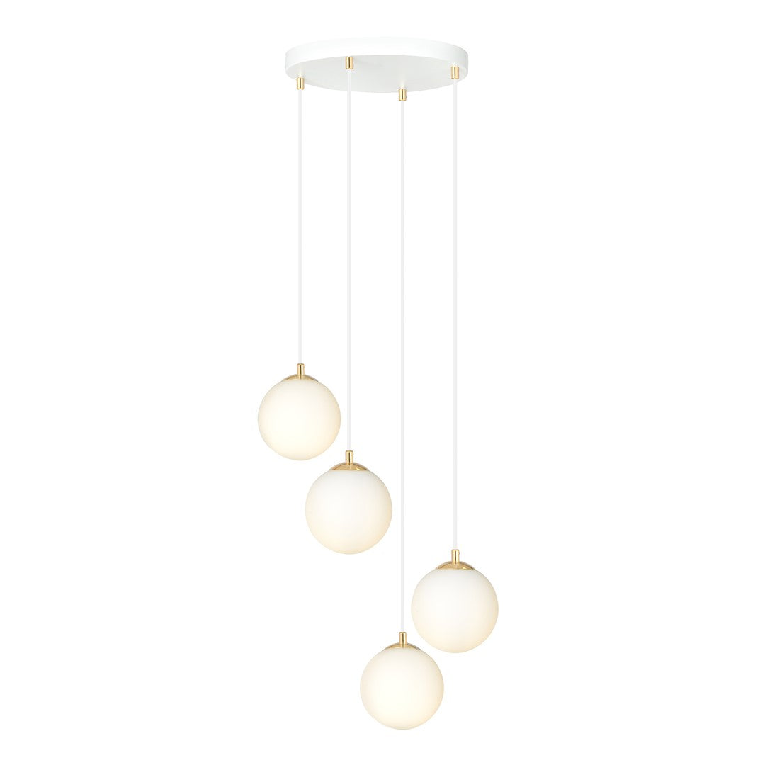 Royal 4 Light Pendant White & Gold