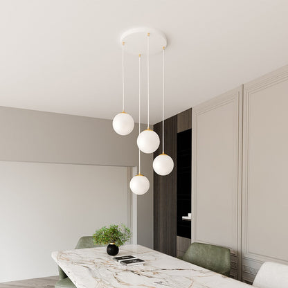 Royal 4 Light Pendant White & Gold