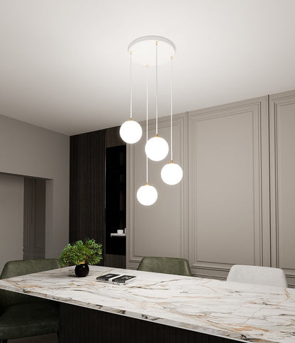 Royal 4 Light Pendant White & Gold