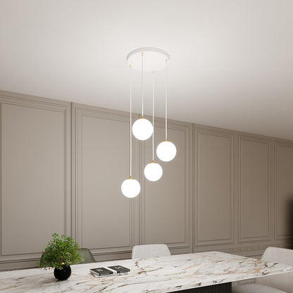 Royal 4 Light Pendant White & Gold