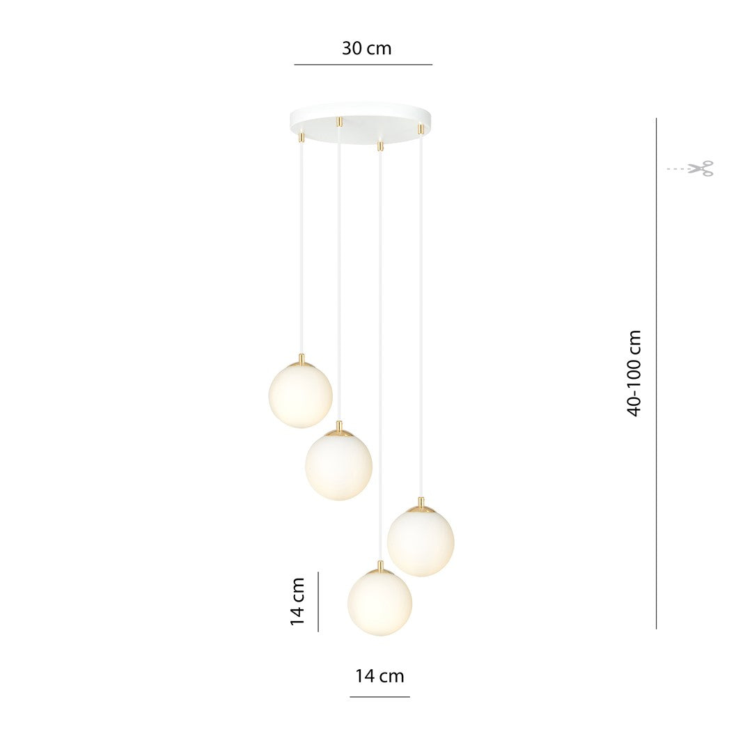 Royal 4 Light Pendant White & Gold
