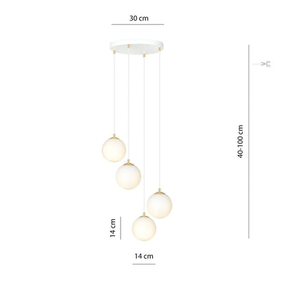 Royal 4 Light Pendant White & Gold