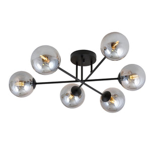 Roma 6 Light Semi Flush Black & Graphite