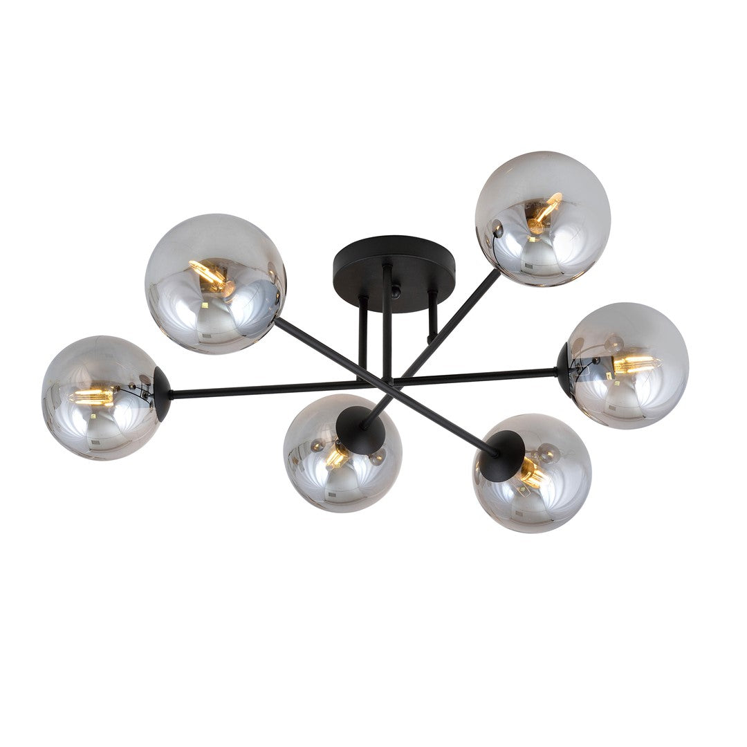 Roma 6 Light Semi Flush Black & Graphite