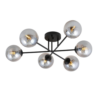 Roma 6 Light Semi Flush Black & Graphite