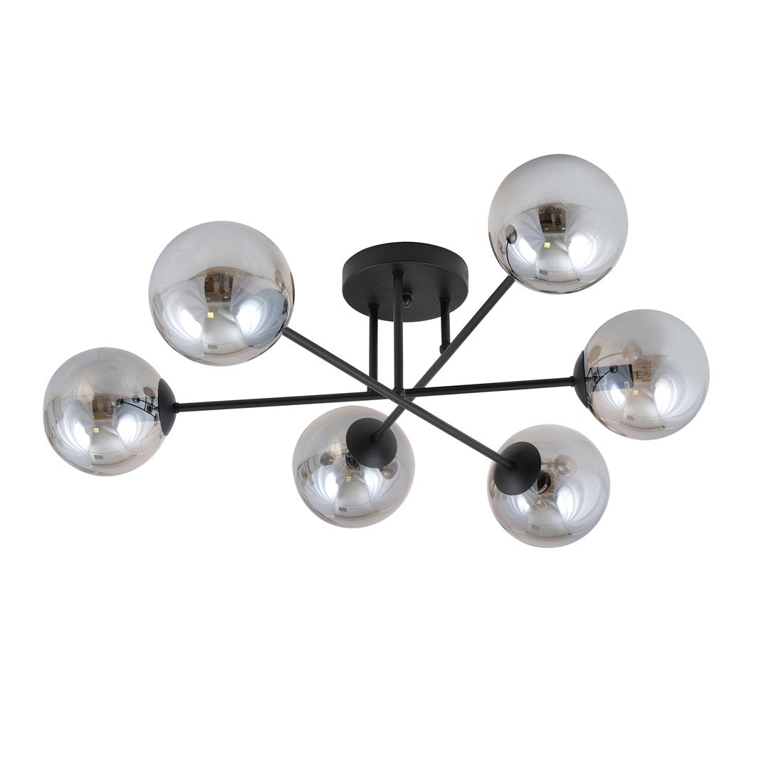 Roma 6 Light Semi Flush Black & Graphite