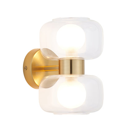 Rossano 2 Light Brass & Frosted Glass Wall Light