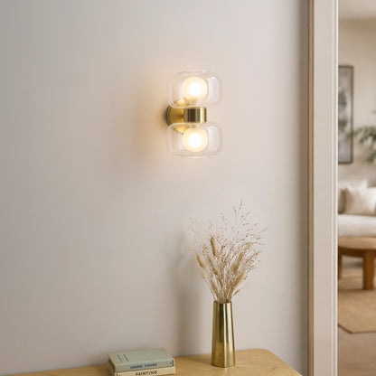 Rossano 2 Light Brass & Frosted Glass Wall Light