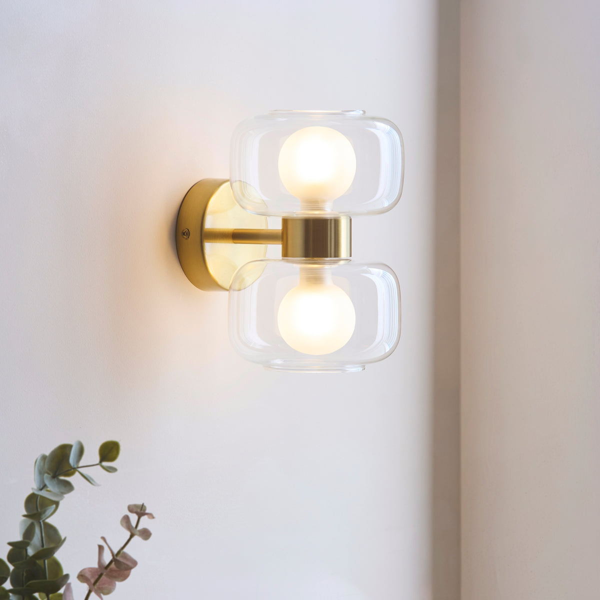 Rossano 2 Light Brass & Frosted Glass Wall Light
