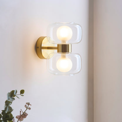 Rossano 2 Light Brass & Frosted Glass Wall Light