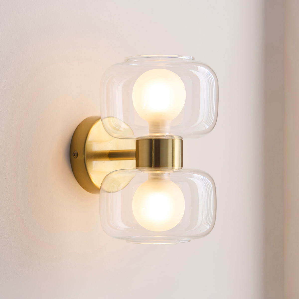Rossano 2 Light Brass & Frosted Glass Wall Light