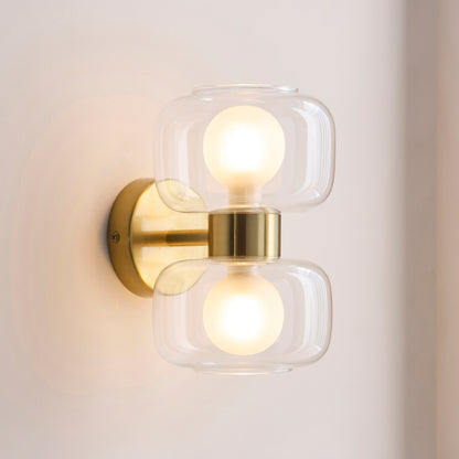 Rossano 2 Light Brass & Frosted Glass Wall Light