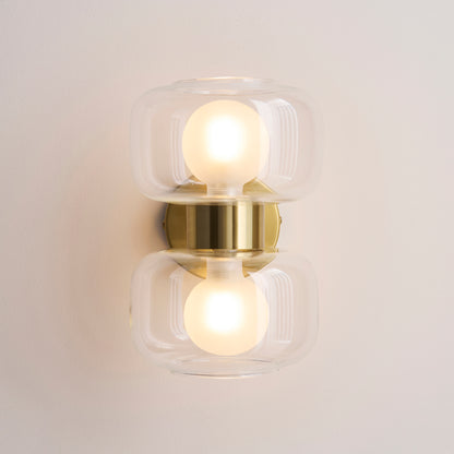 Rossano 2 Light Brass & Frosted Glass Wall Light