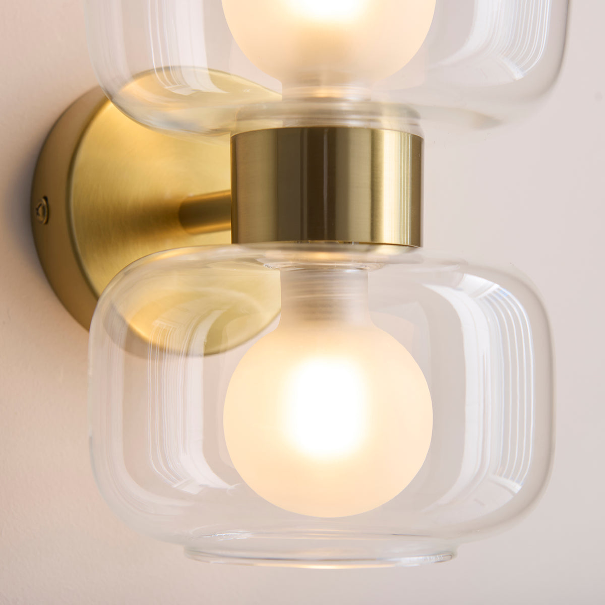 Rossano 2 Light Brass & Frosted Glass Wall Light