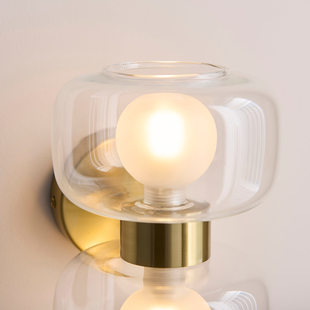 Rossano 2 Light Brass & Frosted Glass Wall Light