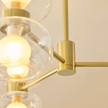 Rossano 6 Light Brass & Frosted Glass Semi-Flush Ceiling Light