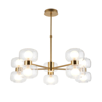 Rossano 10 Light Brass & Frosted Glass Pendant Ceiling Light