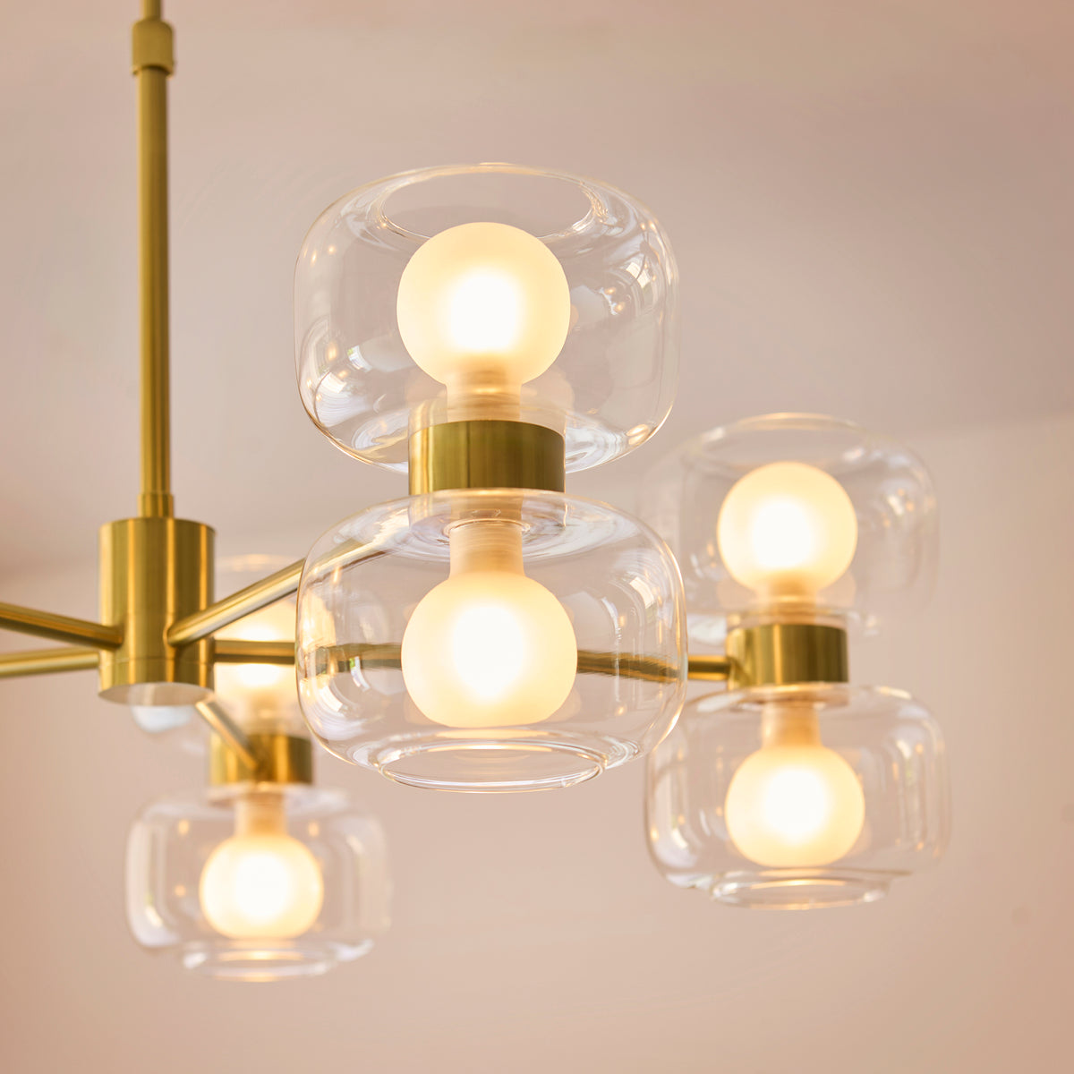 Rossano 10 Light Brass & Frosted Glass Pendant Ceiling Light