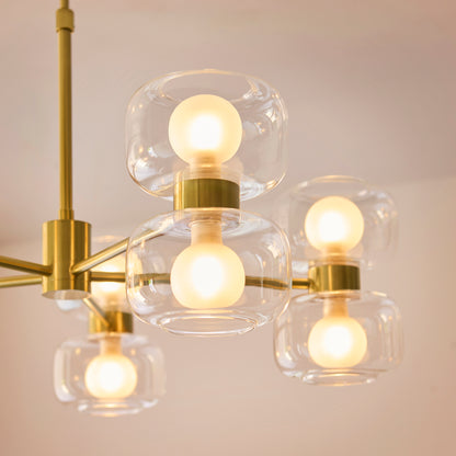 Rossano 10 Light Brass & Frosted Glass Pendant Ceiling Light