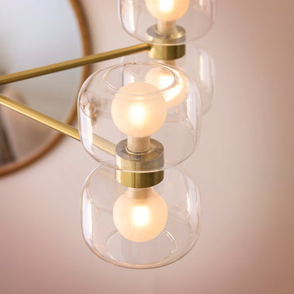 Rossano 10 Light Brass & Frosted Glass Pendant Ceiling Light