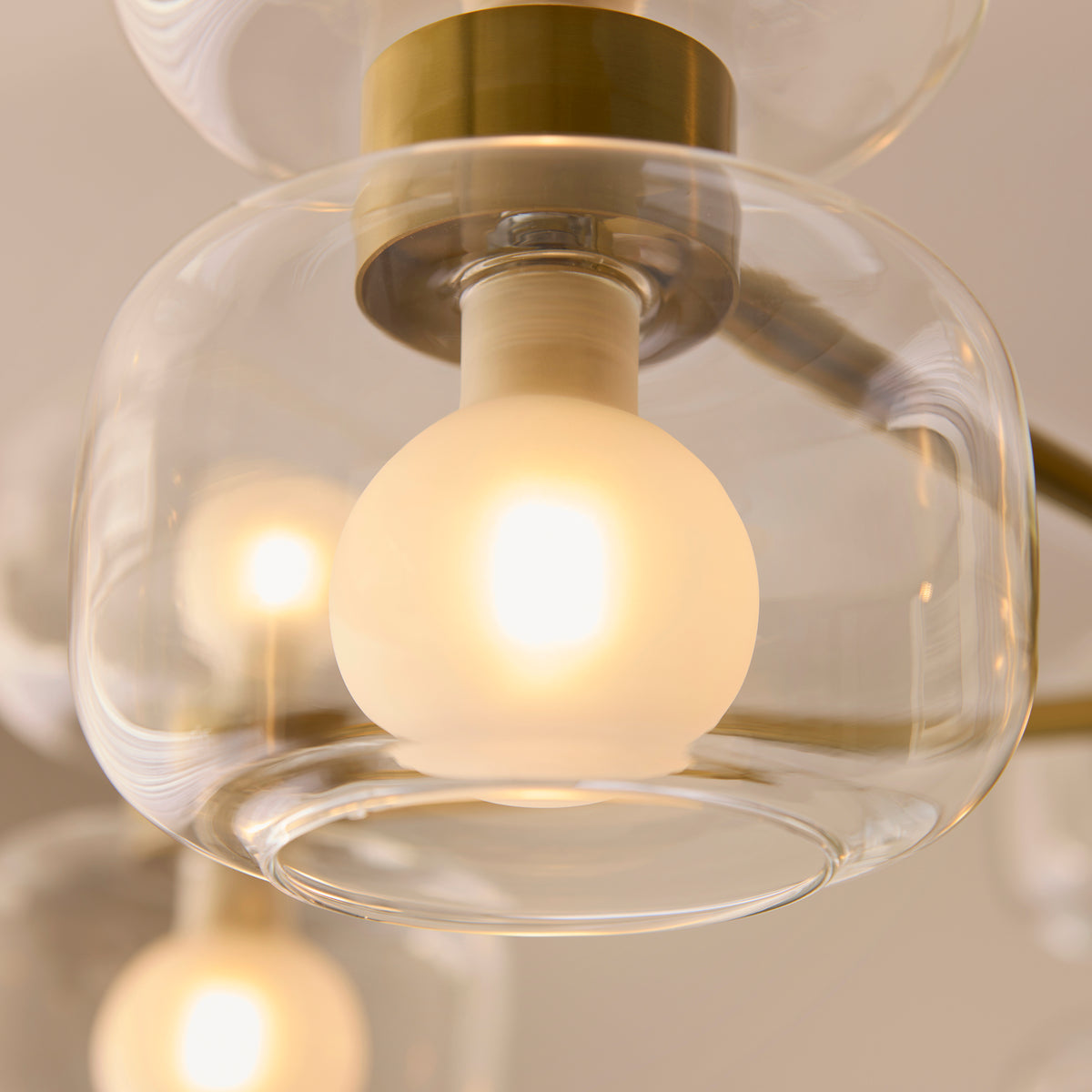 Rossano 10 Light Brass & Frosted Glass Pendant Ceiling Light