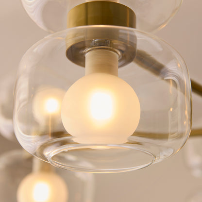Rossano 10 Light Brass & Frosted Glass Pendant Ceiling Light