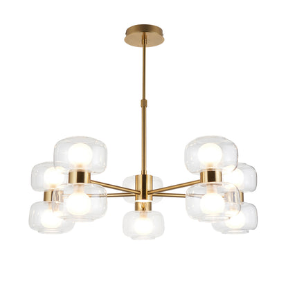 Rossano 10 Light Brass & Frosted Glass Pendant Ceiling Light