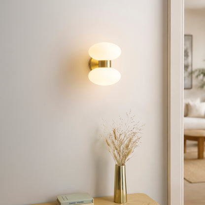 Rossano 2 Light Brass & Opal Glass Wall Light