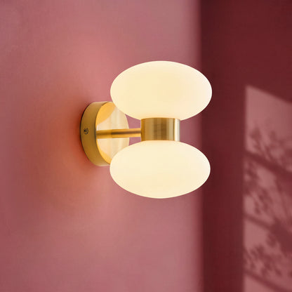 Rossano 2 Light Brass & Opal Glass Wall Light