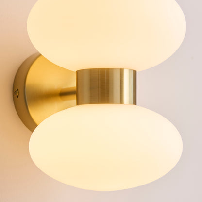 Rossano 2 Light Brass & Opal Glass Wall Light