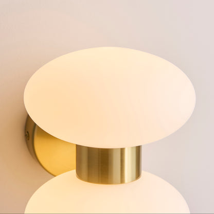 Rossano 2 Light Brass & Opal Glass Wall Light