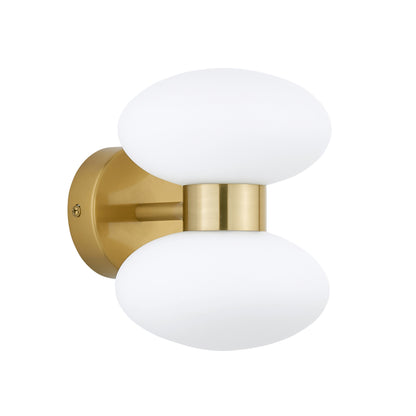 Rossano 2 Light Brass & Opal Glass Wall Light